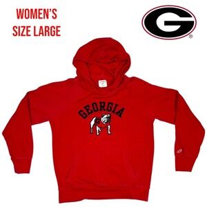 League 91 Georgia Bulldogs Hoodie‎ Womens Large Red Uga Mascot NCAA Sweatshirt